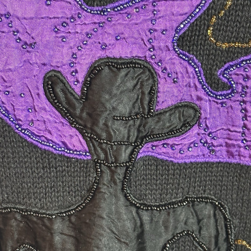 VTG Cedars 90'S Cowboy Western Beaded Embroidered Oversize Chunky Knit Sweater M - Picture 3 of 9
